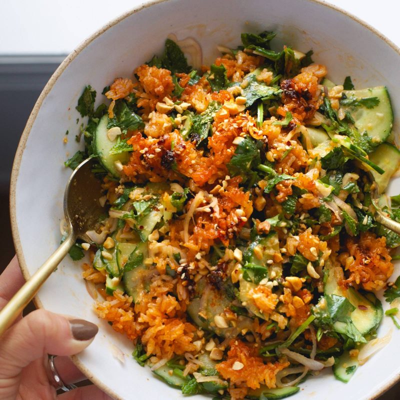A picture of Crispy Rice Salad with Cucumbers and Herbs
