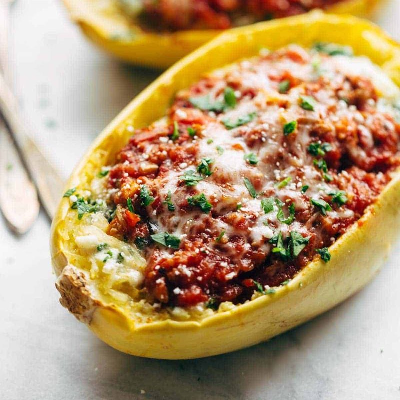 A picture of Spaghetti Squash Lasagna Boats