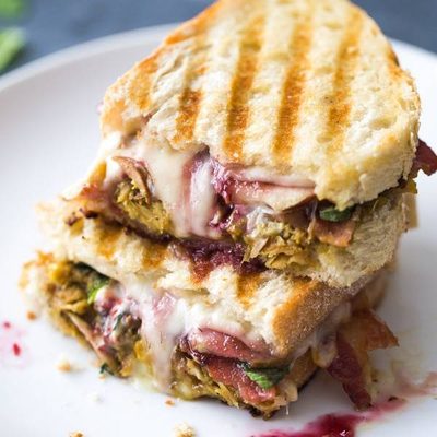 Loaded Turkey Panini stacked.