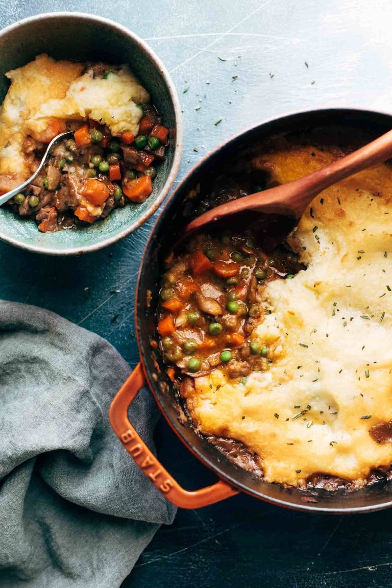 Vegetarian shepherd's pie in a pot.